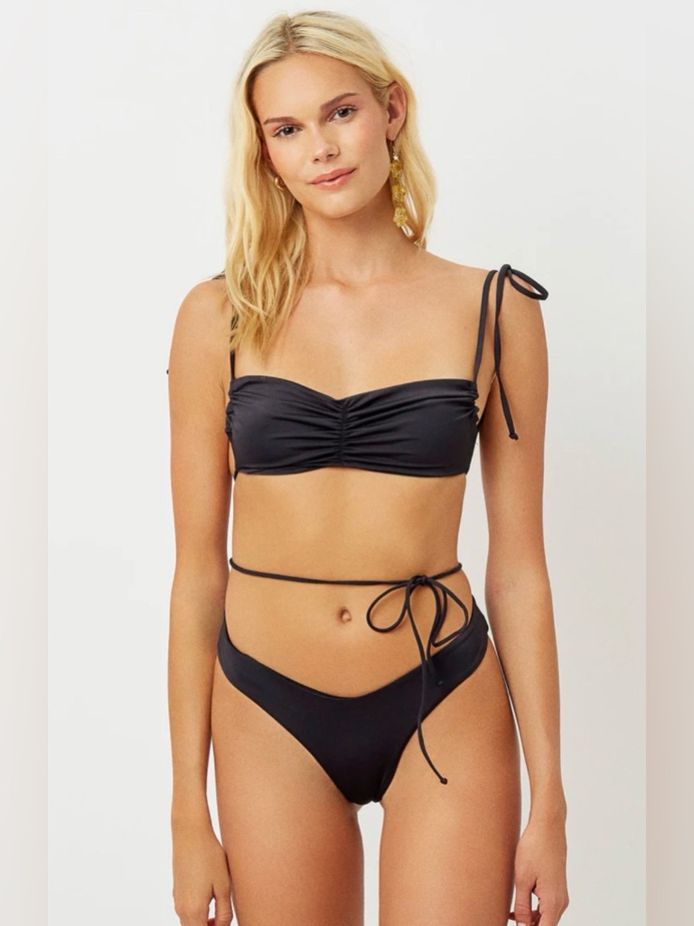Frankie’s Bikinis Black Women's Tie Bikini Set